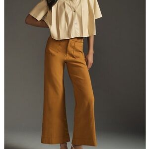 Anthropologie Maeve The Colette Cropped Wide-Leg Pants Gold Size 25